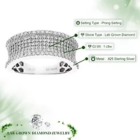 Lab Created 1 ct. t.w. Grown Diamond Wedding Band Half Eternity Ring Sterling Silver