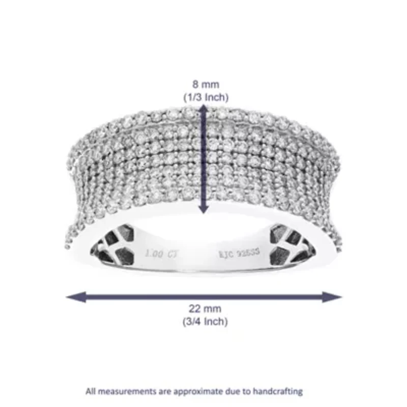 Lab Created 1 ct. t.w. Grown Diamond Wedding Band Half Eternity Ring Sterling Silver
