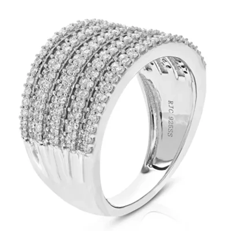 Lab Created 1 ct. t.w. Grown Diamond Wedding Band Half Eternity Ring Sterling Silver