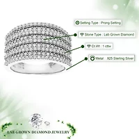 Lab Created 1 ct. t.w. Grown Diamond Wedding Band Half Eternity Ring Sterling Silver