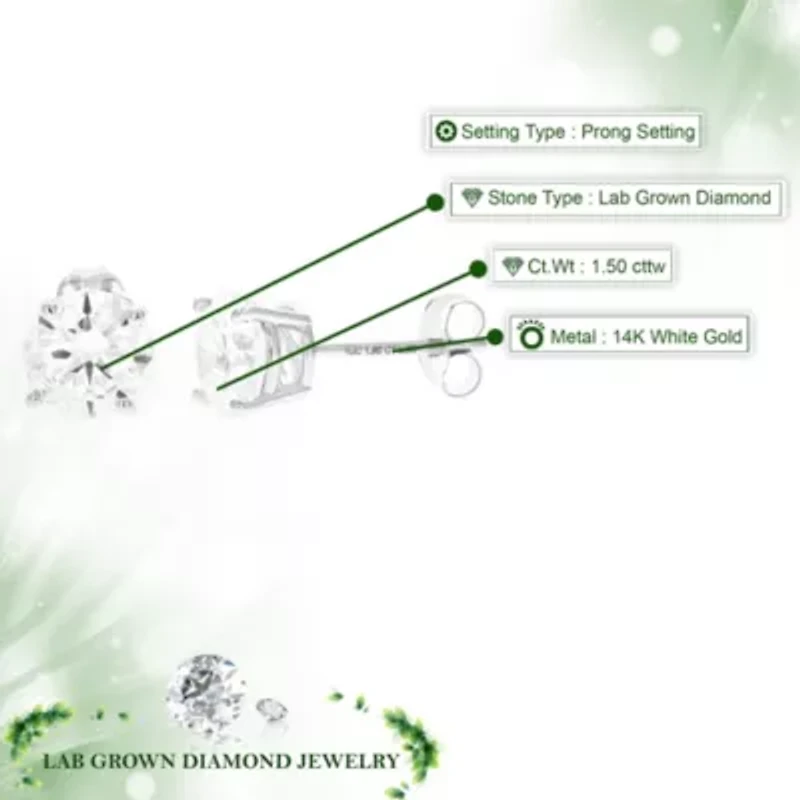 Lab Created 1.50 ct. t.w. Grown Diamond Stud Earrings 14K White Gold