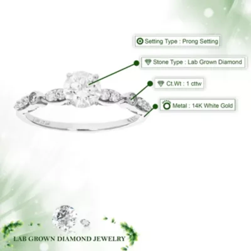 Lab Created 1 ct. t.w. Engagement Ring 14K White Gold