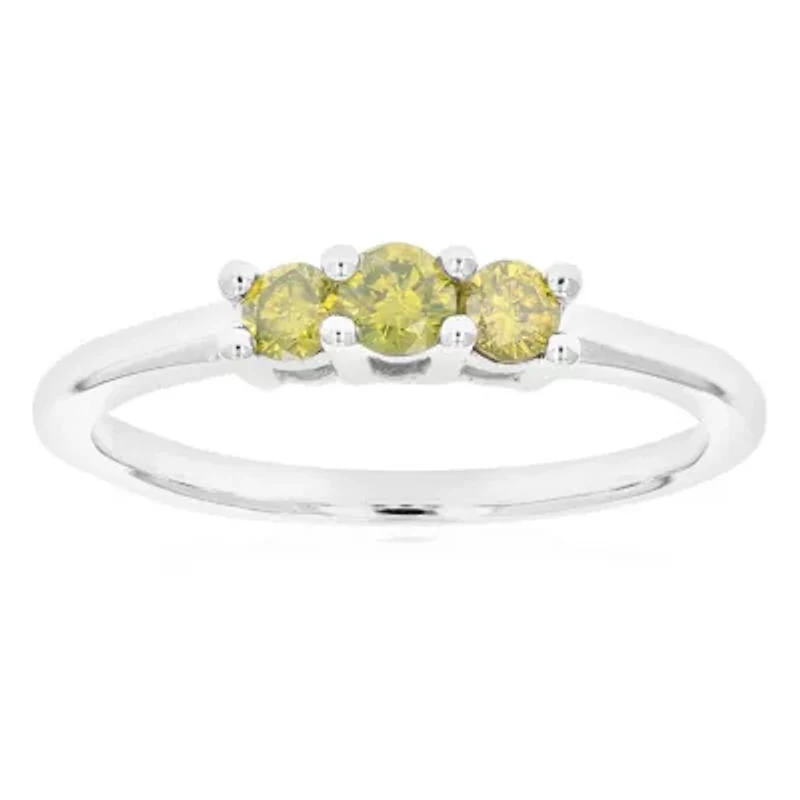 1/3 ct. t.w. Yellow Diamond Engagement Ring 925 Sterling Silver