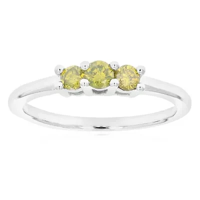 1/3 ct. t.w. Yellow Diamond Engagement Ring 925 Sterling Silver
