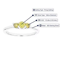 1/3 ct. t.w. Yellow Diamond Engagement Ring 925 Sterling Silver