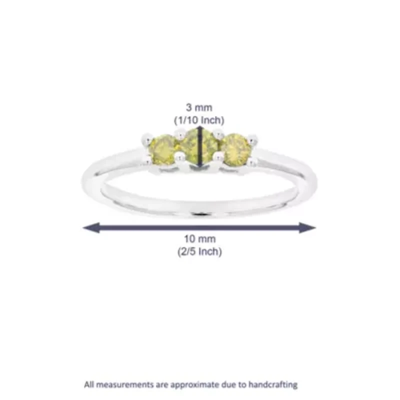 1/3 ct. t.w. Yellow Diamond Engagement Ring 925 Sterling Silver