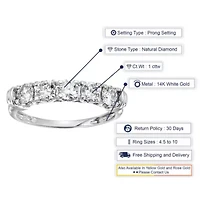 ct. t.w. 5 Stone Diamond Ring Engagement Bridal 14K White Gold