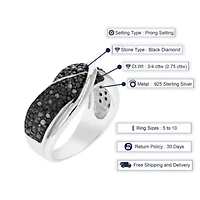 1/3 ct. t.w. Black Diamond Wedding Anniversary Band 925 Sterling Silver