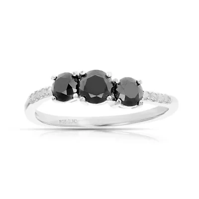 1 ct. t.w. Black Diamond Engagement Ring 925 Sterling Silver