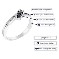 1/2 ct. t.w. Black Diamond Engagement Ring 925 Sterling Silver