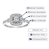 ct. t.w. 5 Stone Diamond Ring Engagement Bridal 14K White Gold