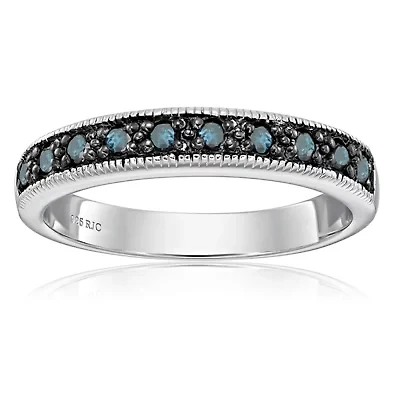 1/4 ct. t.w. Blue Diamond Wedding Band 925 Sterling Silver