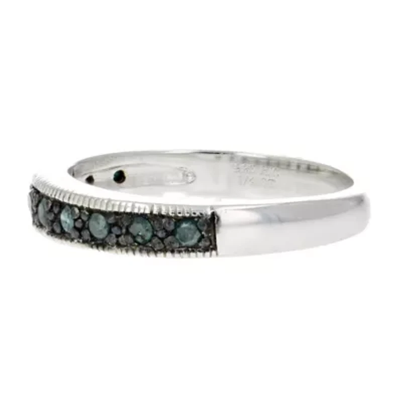 1/4 ct. t.w. Blue Diamond Wedding Band 925 Sterling Silver