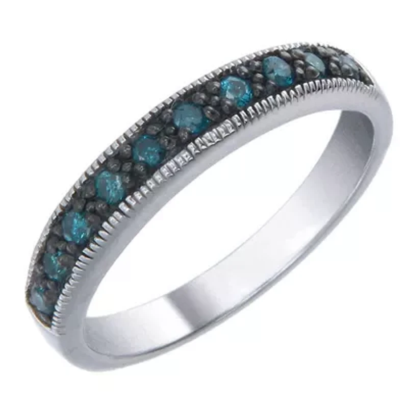 1/4 ct. t.w. Blue Diamond Wedding Band 925 Sterling Silver