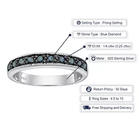 1/4 ct. t.w. Blue Diamond Wedding Band 925 Sterling Silver