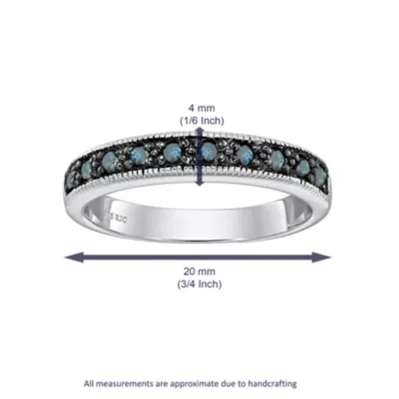 1/4 ct. t.w. Blue Diamond Wedding Band 925 Sterling Silver