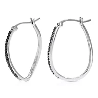 1/4 ct. t.w. Black Diamond Hoop Earrings in 925 Sterling Silver