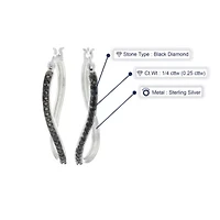 1/4 ct. t.w. Black Diamond Hoop Earrings in 925 Sterling Silver
