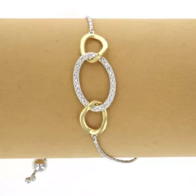 1/10 ct. t.w. Diamond Bolo Bracelet Yellow Gold Plated over Sterling Silver