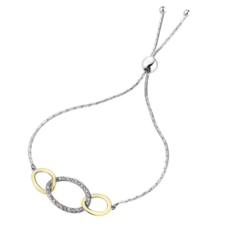 1/10 ct. t.w. Diamond Bolo Bracelet Yellow Gold Plated over Sterling Silver