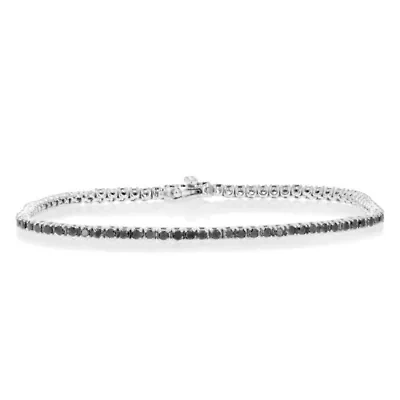 2 ct. t.w. Black Diamond Tennis Bracelet in 925 Sterling Silver