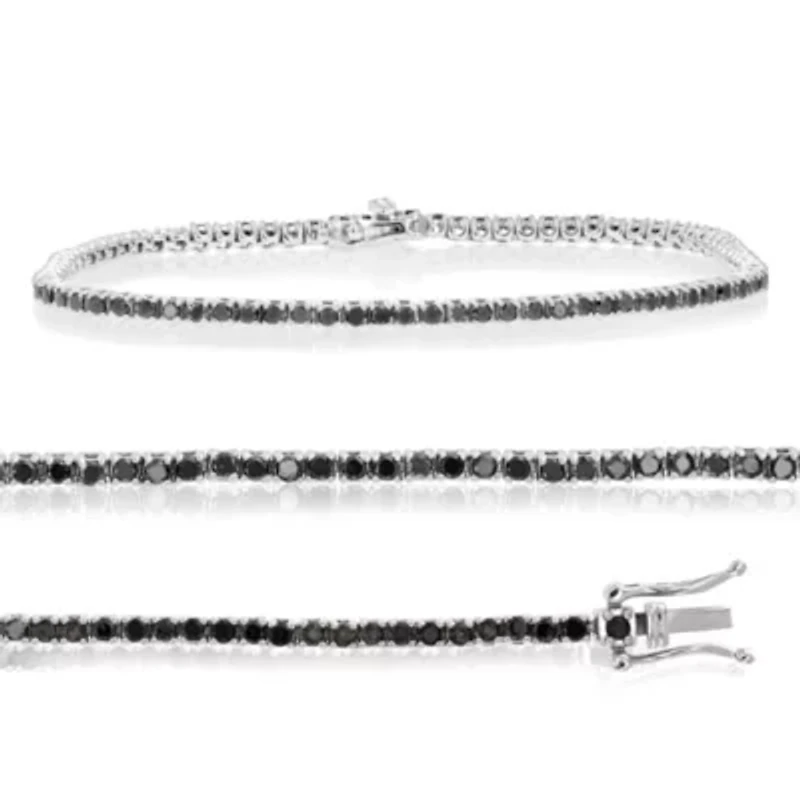 2 ct. t.w. Black Diamond Tennis Bracelet in 925 Sterling Silver