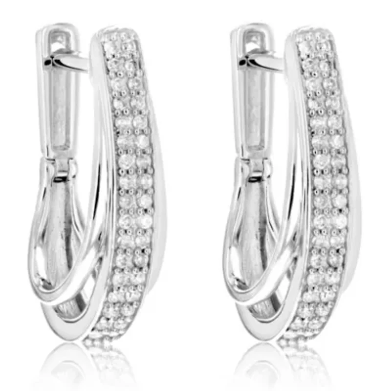 1/4 ct. t.w. Diamond Hoop Earrings in 925 Sterling Silver