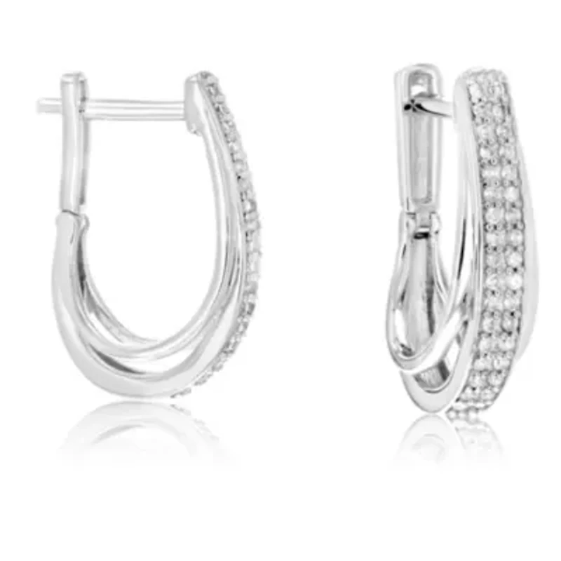 1/4 ct. t.w. Diamond Hoop Earrings in 925 Sterling Silver