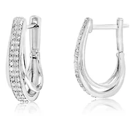 1/4 ct. t.w. Diamond Hoop Earrings in 925 Sterling Silver