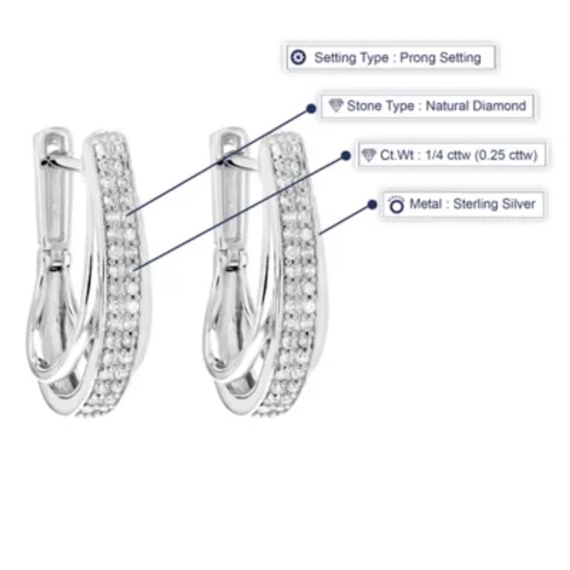 1/4 ct. t.w. Diamond Hoop Earrings in 925 Sterling Silver
