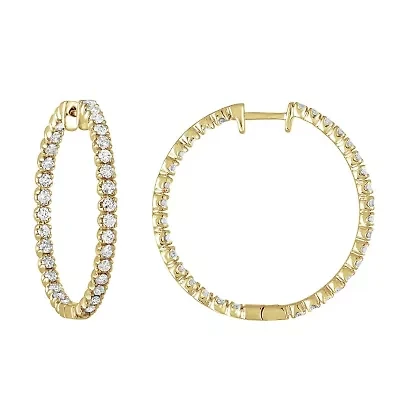 2 ct. t.w. Diamond Hoop Earrings in 14K Yellow Gold