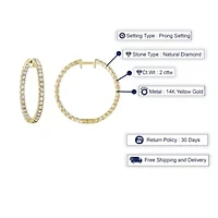 2 ct. t.w. Diamond Hoop Earrings in 14K Yellow Gold