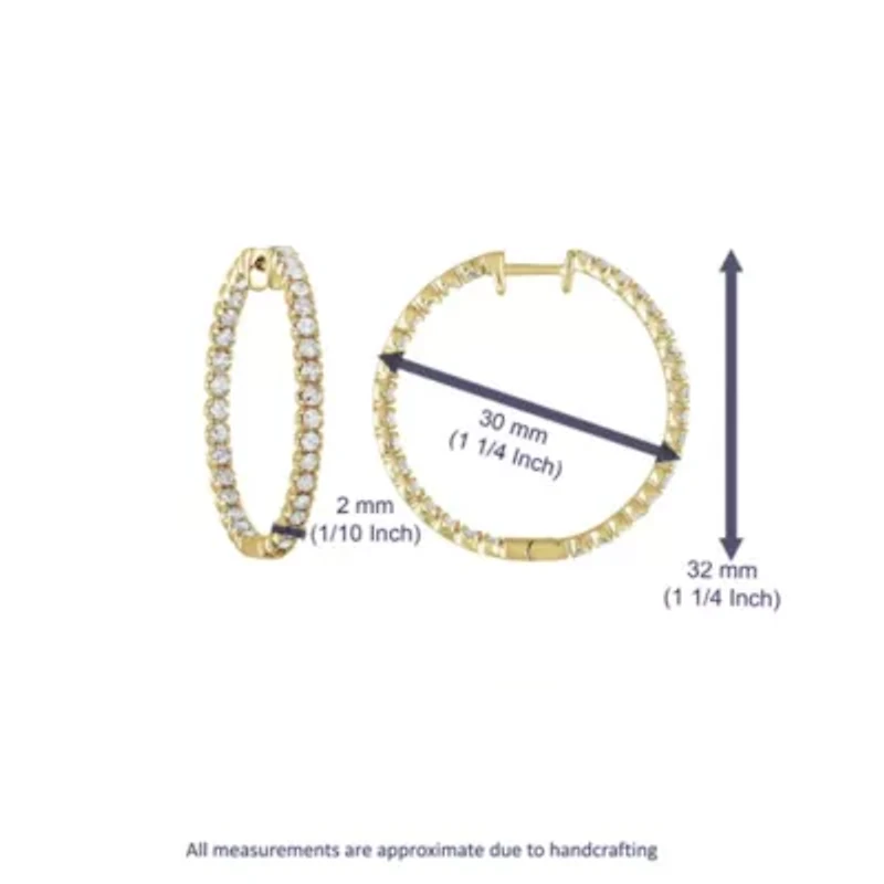 2 ct. t.w. Diamond Hoop Earrings in 14K Yellow Gold