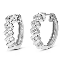 Lab Created / ct. t.w. Lab Grown Diamond Hoop Earrings in Sterling Silver