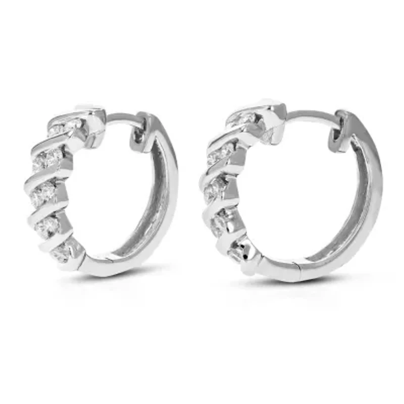 Lab Created / ct. t.w. Lab Grown Diamond Hoop Earrings in Sterling Silver