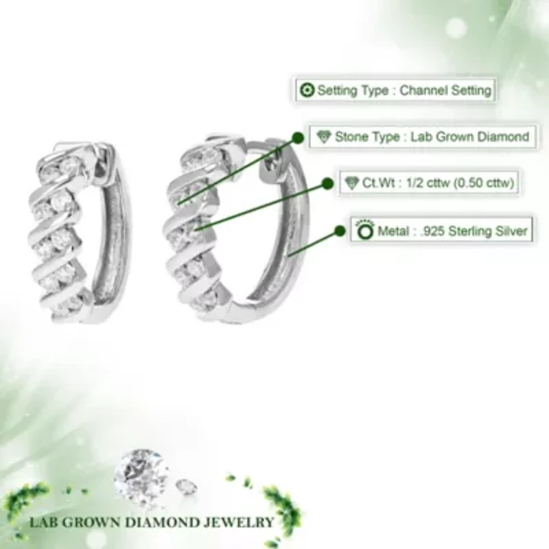 Lab Created / ct. t.w. Lab Grown Diamond Hoop Earrings in Sterling Silver
