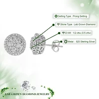 Lab Created 1/ ct. t.w. Lab Grown Diamond Stud Earrings in 925 Sterling Silver
