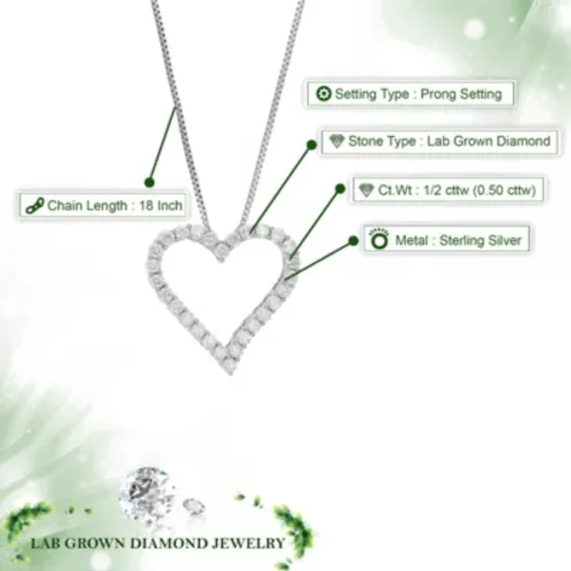 Lab Created / ct. t.w. Lab Grown Diamond Pendant Necklace in 925 Sterling Silver