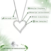 Lab Created / ct. t.w. Lab Grown Diamond Pendant Necklace in 925 Sterling Silver