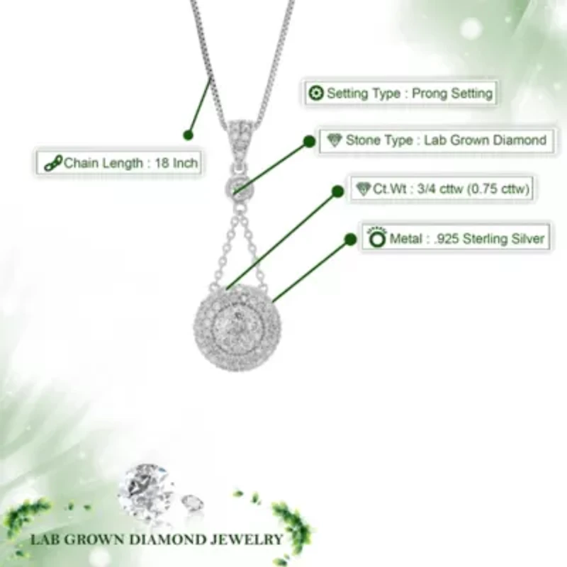 Lab Created 3/4 ct. t.w. Lab Grown Diamond Pendant Necklace in 925 Sterling Silver