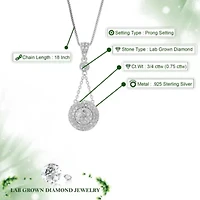 Lab Created 3/4 ct. t.w. Lab Grown Diamond Pendant Necklace in 925 Sterling Silver
