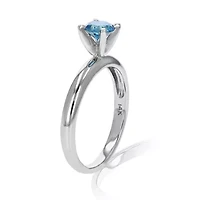 1/2 ct. t.w. Blue Diamond Solitaire Engagement Ring in 14K White Gold