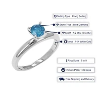 1/2 ct. t.w. Blue Diamond Solitaire Engagement Ring in 14K White Gold