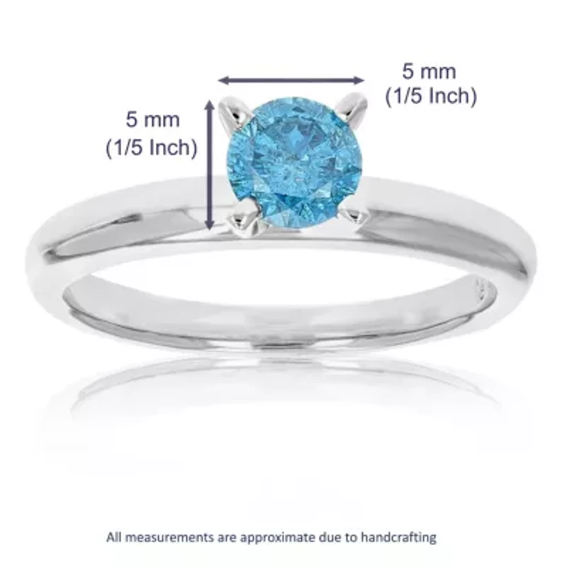 1/2 ct. t.w. Blue Diamond Solitaire Engagement Ring in 14K White Gold