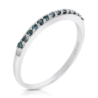 1/6 ct. t.w. Blue Diamond Wedding Band in 925 Sterling Silver