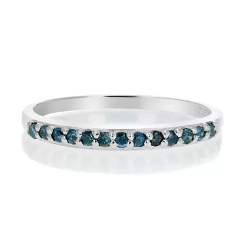1/6 ct. t.w. Blue Diamond Wedding Band in 925 Sterling Silver