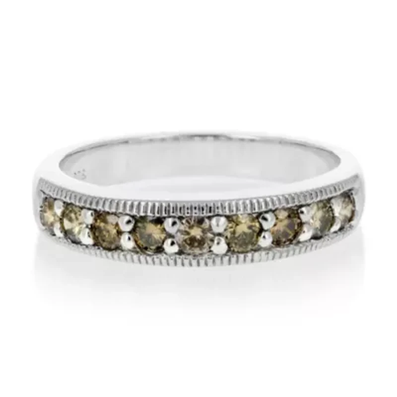 1/ ct. t.w. Champagne Diamond Wedding Band in 925 Sterling Silver