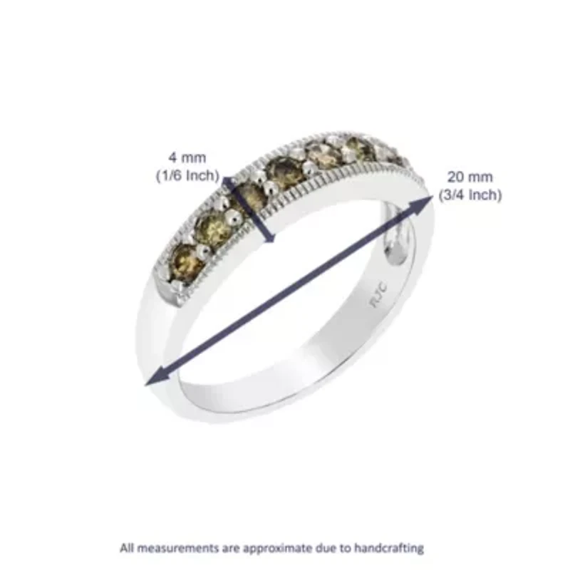 1/ ct. t.w. Champagne Diamond Wedding Band in 925 Sterling Silver