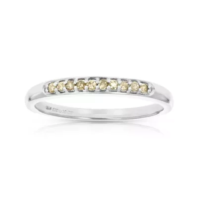 1/10 ct. t.w. Champagne Diamond Wedding Band in 925 Sterling Silver