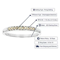 1/10 ct. t.w. Champagne Diamond Wedding Band in 925 Sterling Silver